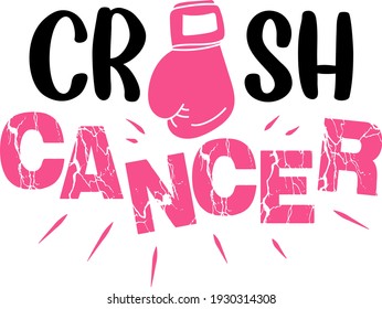 Stop cancer. Fight cancer. Motivation lettering. Boxing gloves illustration vector