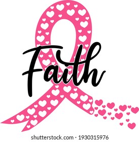 Stop cancer. Fight cancer. Motivation lettering. Pink ribbon illustration vector