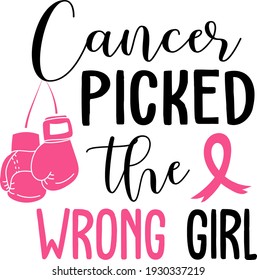 Stop cancer. Fight cancer. Motivation lettering. Pink ribbon and boxing gloves illustration vector