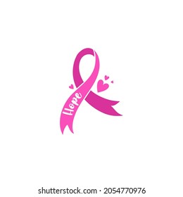 Stop cancer. Fight cancer. Motivation lettering. Pink ribbon illustration vector