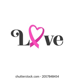 Stop cancer. Fight cancer. Motivation lettering. Pink ribbon illustration vector