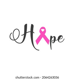 Stop cancer. Fight cancer. Motivation lettering. Pink ribbon illustration vector