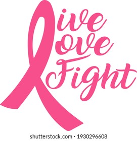 Stop cancer. Fight cancer. Pink ribbon illustration vector