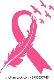 Pink Ribbon Swallows Birds Breast Cancer Stock Vector (Royalty Free ...