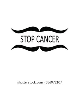 Stop cancer. The inscription in the frame with a mustache. Vector.