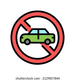 Stop Car Color Icon Vector. Stop Car Sign. Isolated Symbol Illustration