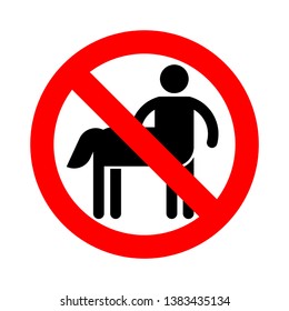 Stop Centaur. Red prohibitory sign Half man half horse. Ban Mythical creature 