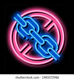 stop chain sign neon light sign vector. Glowing bright icon stop chain sign sign. transparent symbol illustration