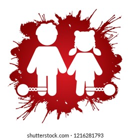 Stop Child abuse ,Children with chain and ball icon graphic vector.