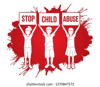 Stop Child abuse ,Children with sign board graphic vector.