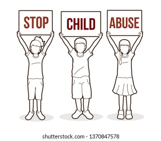 Stop Child abuse ,Children with sign board graphic vector.