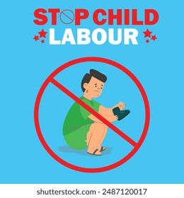 stop child labour template,  Child lake a freedom they need education,red symbol stop child beggar vector,sad child beggar