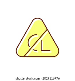 Stop chlorine bleaching material label flat icon. Fabric feature. Color symbol. Isolated vector stock illustration