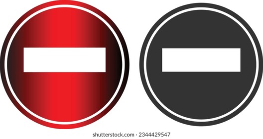 Detener el símbolo de la carretera de círculo rojo y negro en el vector aislado plano