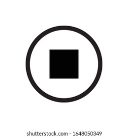 Icono de botón de alto en círculo sobre fondo blanco