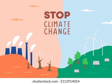 Stop climate change background banner poster for nature promotion to save earth