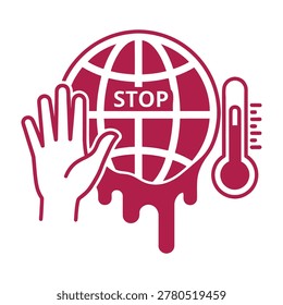 Stop climate change concept with melting globe and thermometer