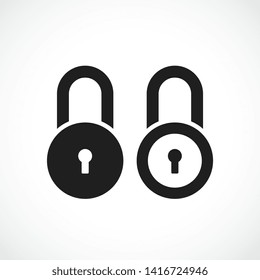 Stop closed padlock icons isolated on white background