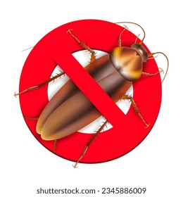 Stop Cockroach Disinsection Sign Isolated On White. EPS10 Vector