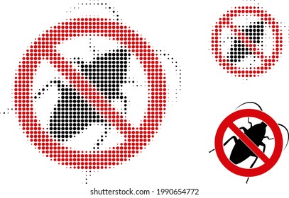 Stop cockroach halftone dotted icon. Halftone pattern contains circle pixels. Vector illustration of stop cockroach icon on a white background.