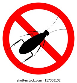 Stop cockroach isolated on white background