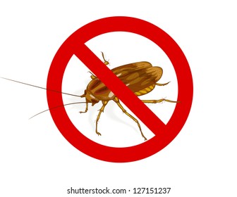 Stop Cockroach sign. Vector illustration.