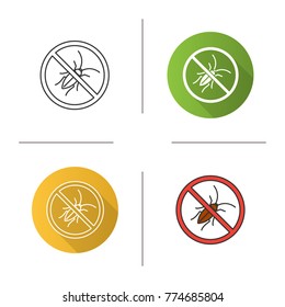 Stop cockroaches sign icon. Flat design, linear and color styles. Roach repellent. Pest control. Isolated vector illustrations