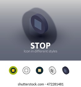 Stop color icon, vector symbol in flat, outline and isometric style isolated on blur background