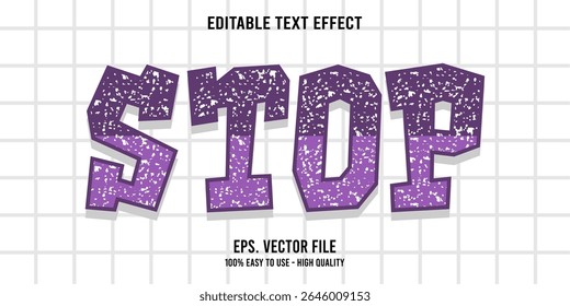 Banner de tipografia vetorial colorido STOP, efeito de texto editável
