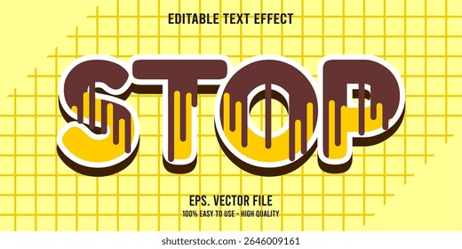 Banner de tipografia vetorial colorido STOP, efeito de texto editável