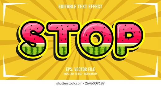 STOP colorful vector typography banner, Editable text effect