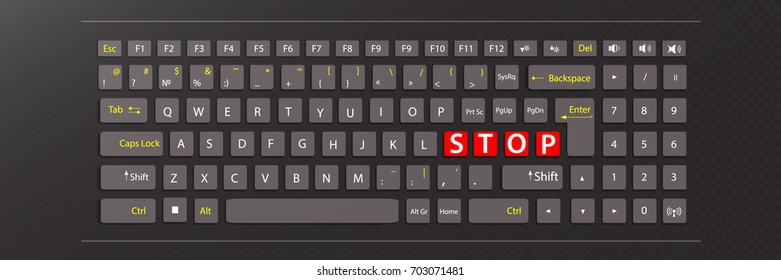 stop concept. illustration keyboard with red keys with the word stop