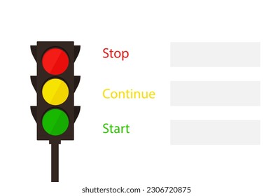 Stop Continue Start slide template. Clipart image