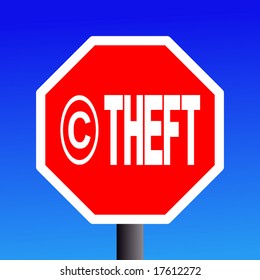 stop Copyright theft sign on blue sky illustration