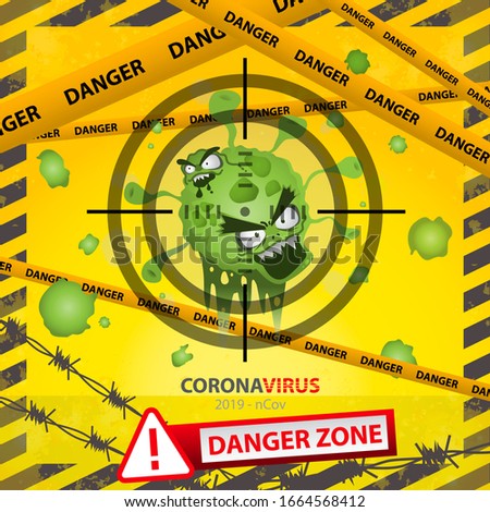 Stop corona  2019. Virus corona on background yellow.