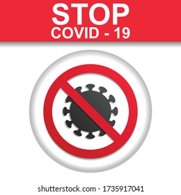 Stop Corona Virus  3d papercut layered design. Square paper cutout layout templates vector illustration