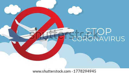 Stop Corona Virus background with airplane. Stay home. Vector Illustration EPS10