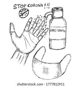 stop the corona virus by washing hands and wearing a mask