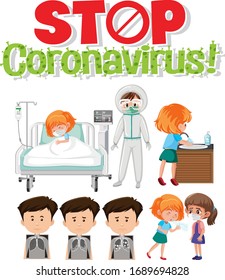 Stop Corona virus catroon character illustration