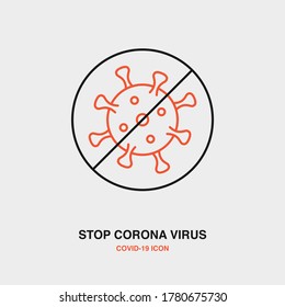 Stop Corona Virus Colored Line Icon on Isolated Background. COVID-19, Corona Virus, Healthcare, Infection Concept Icon.