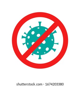 Stop corona virus. Stop covid19. Virus danger icon. Stop virus outbreak. Pandemic infection. Vector illustration. 