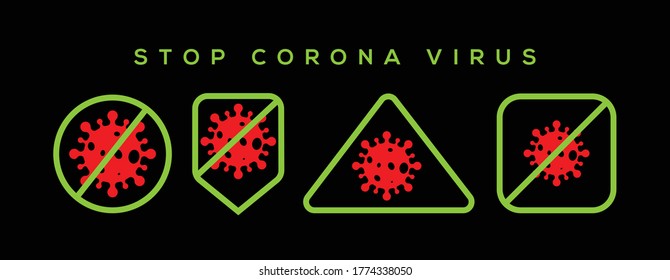 Stop corona virus COVID19 vector illustration. Coronavirus COVID19 pandemic, epidemic control. Stop coronavirus outbreak. Dangerous virus icon illustration