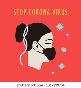 Stop Corona virus design poster illustration  in flat design