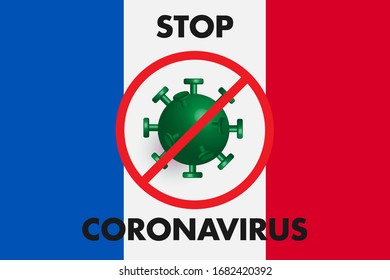 Stop Corona Virus in France concept. coronavirus outbreak, Covid-19 Stop panic. Vector illustration.