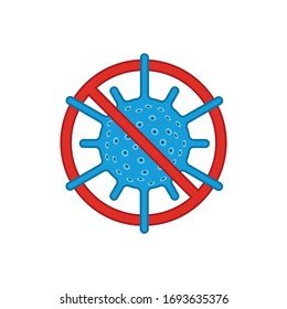 Beenden Sie das Corona-Virus-Symbol im flachen Stil. Symbol für biologische Gefahren. Coronavirus-Mikrobe einzeln auf weißem Hintergrund. Grippepandemie, Medizin, Gesundheit oder Gesundheit, Covid-19 Konzept. EPS10.