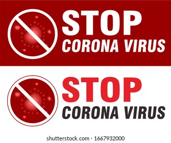 PARAR EL VIRUS CORONA AISLADO EN EL FONDO ROJO Y BLANCO. ILUSTRACIÓN DEL VECTOR