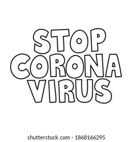 stop corona virus lettering doodle line style icon vector illustration design