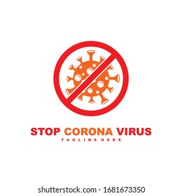 Stop corona virus logo template vector illustration design