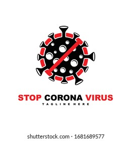 Detener diseño de ilustración vectorial con logotipo corona