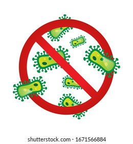 Detener la ilustración del vector de aviso de brotes de virus de la corona. COVID-19 alerta de símbolo de advertencia de la infección pandémica.Prevención de amenazas para la salud humana, sensibilización e información del público. Enfermedad viral respiratoria